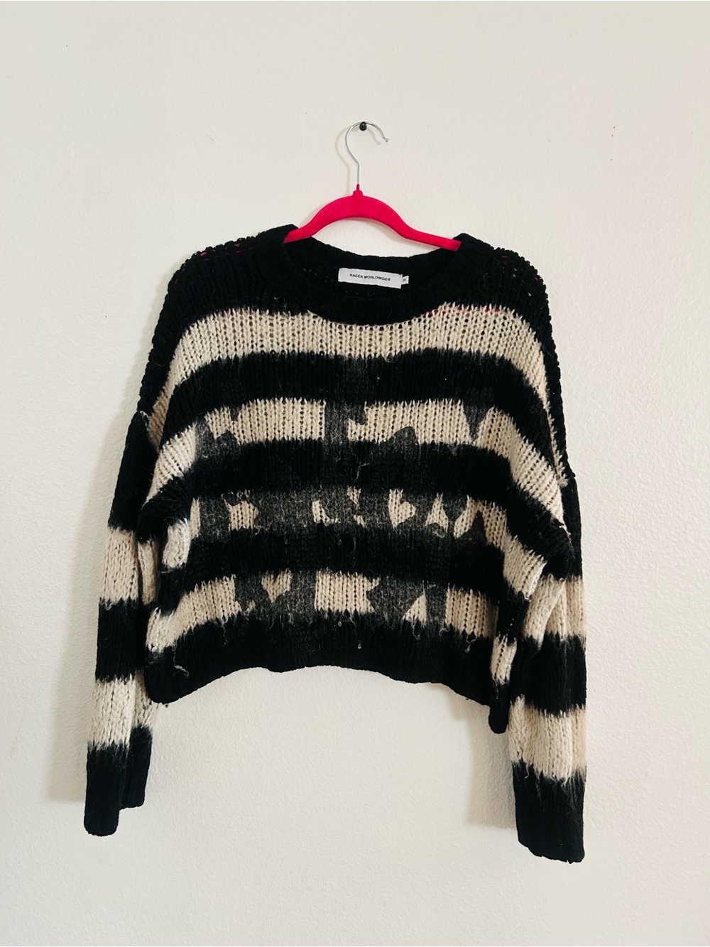 Racer Worldwide Mohair Striped Sweater Black and White Oversized Medium